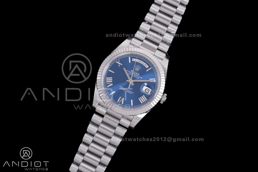 Day Date 228239 40mm 904L SS VSF 1:1 Best Edition Blue Dial Roman Markers On SS President Bracelet DD3255