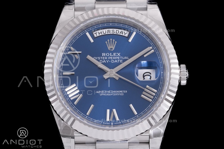 Day Date 228239 40mm 904L SS VSF 1:1 Best Edition Blue Dial Roman Markers On SS President Bracelet DD3255