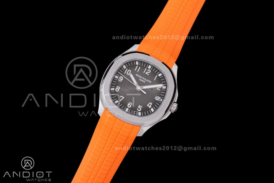 Aquanaut 5167 SS DDF 1:1 Best Edition Gray Dial on Orange Rubber Strap DD324 Super Clone