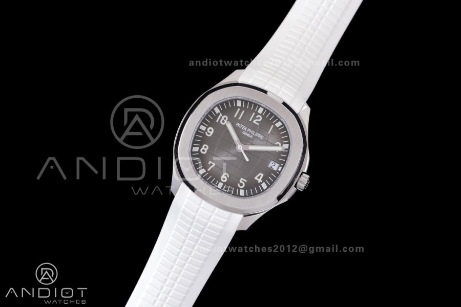 Aquanaut 5167 SS DDF 1:1 Best Edition Gray Dial on White Rubber Strap DD324 Super Clone