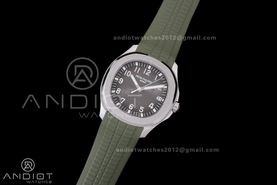 Aquanaut 5167 SS DDF 1:1 Best Edition Gray Dial on Green Rubber Strap DD324 Super Clone