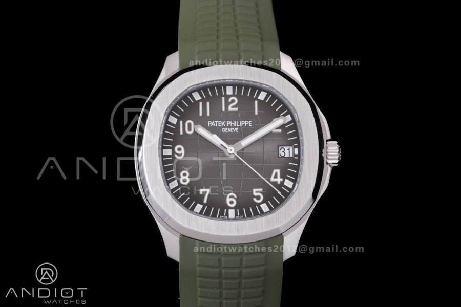 Aquanaut 5167 SS DDF 1:1 Best Edition Gray Dial on Green Rubber Strap DD324 Super Clone