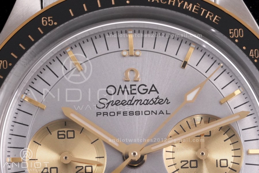 Speedmaster Professional SS/YG N1F Best Edition Silver Dial Gold Subdial On SS/YG Bracelet Asian 3861