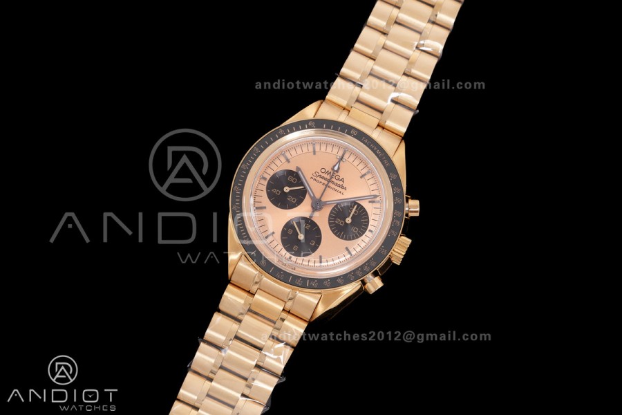 Speedmaster Professional YG N1F Best Edition Gold Dial Black Subdial On YG Bracelet Asian 3861