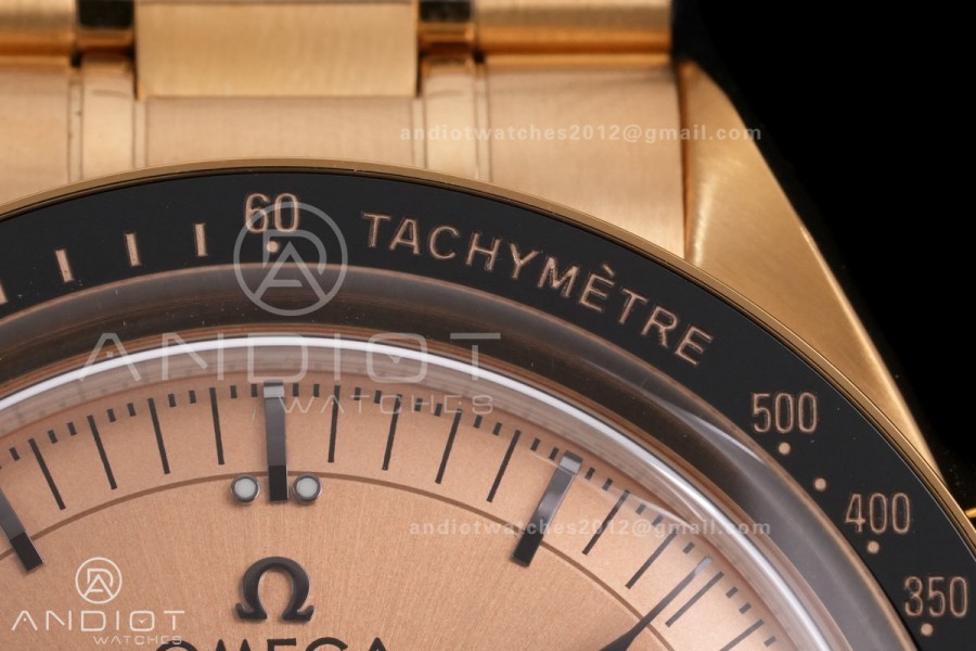 Speedmaster Professional YG N1F Best Edition Gold Dial Black Subdial On YG Bracelet Asian 3861