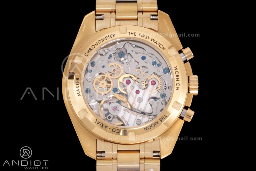 Speedmaster Professional YG N1F Best Edition Gold Dial Black Subdial On YG Bracelet Asian 3861