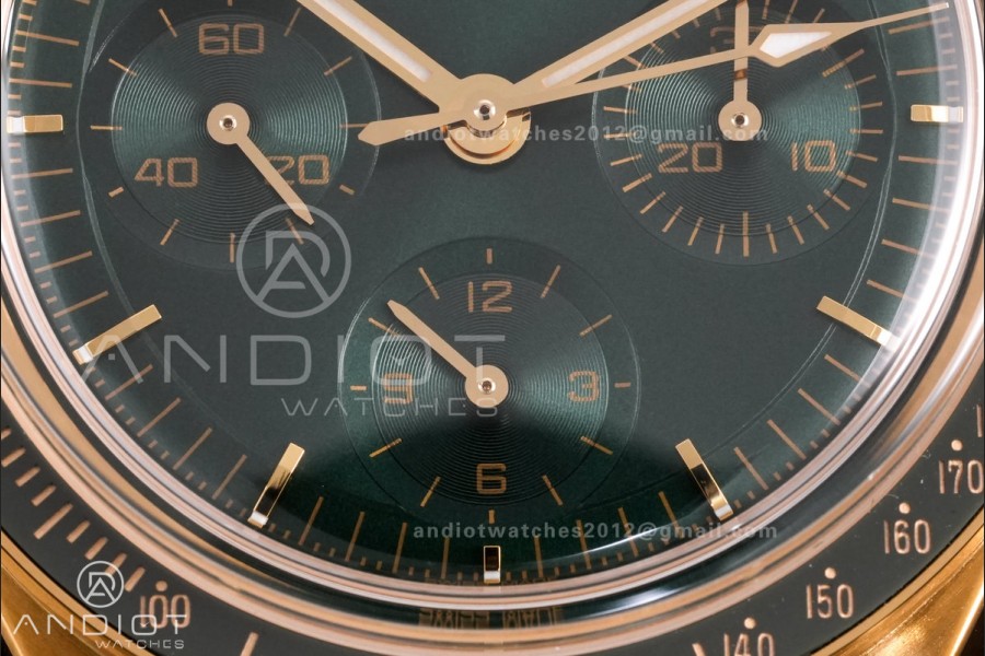 Speedmaster Professional YG N1F Best Edition Green Dial On YG Bracelet Asian 3861