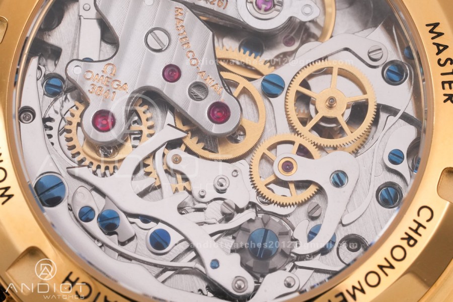 Speedmaster Professional YG N1F Best Edition Green Dial On YG Bracelet Asian 3861