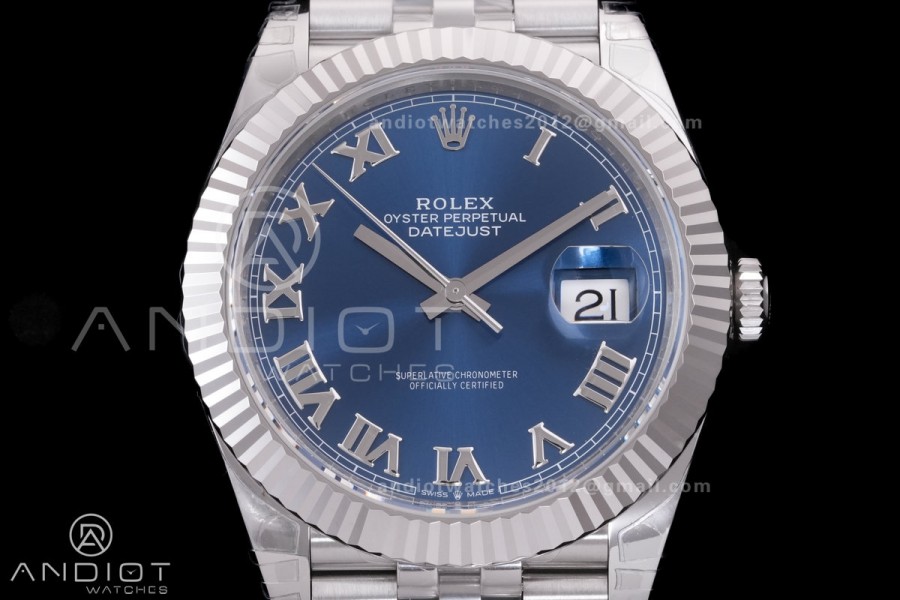 DateJust 41 126334 904L SS V2 VSF 1:1 Best Edition Blue Dial Roman Marker On Jubilee Bracelet DD3235