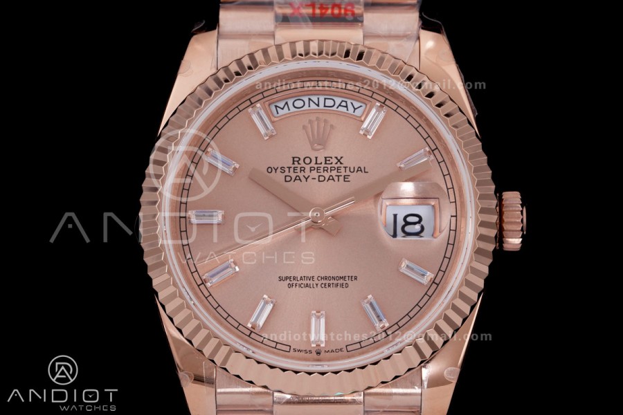 Day Date 128235 Gain Weight RG QF 1:1 Best Edition RG Dial T Diamond Marker On RG President Bracelet A2836