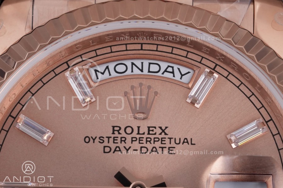 Day Date 128235 Gain Weight RG QF 1:1 Best Edition RG Dial T Diamond Marker On RG President Bracelet A2836