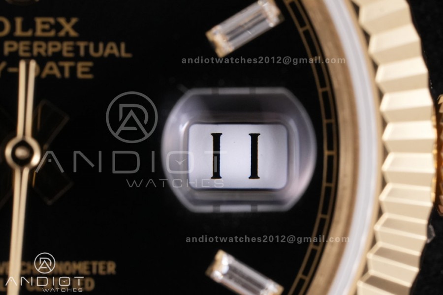 Day Date 228238 40mm Gain Weight QF 1:1 Best Edition Black Dial T Diamond Markers On YG President Bracelet DD3255