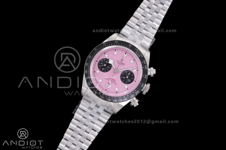 Black Bay Chrono SS ZF 1:1 Best Edition Pink Dial on SS Bracelet A7750