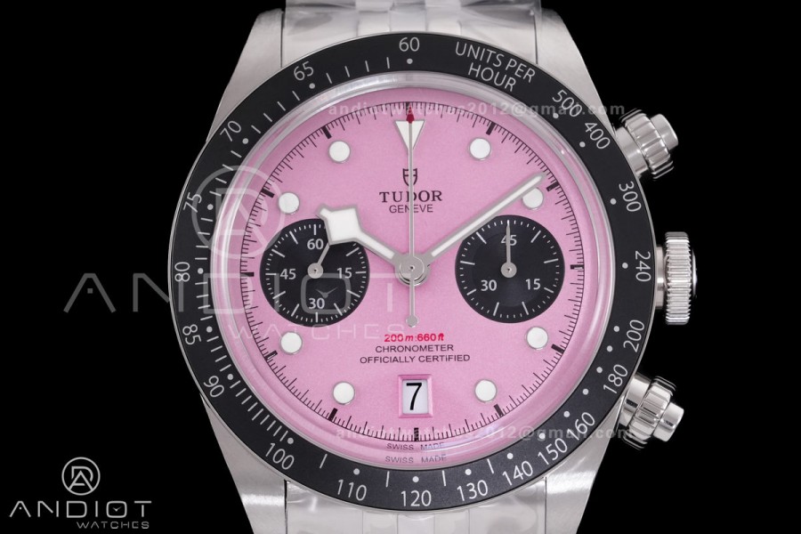 Black Bay Chrono SS ZF 1:1 Best Edition Pink Dial on SS Bracelet A7750