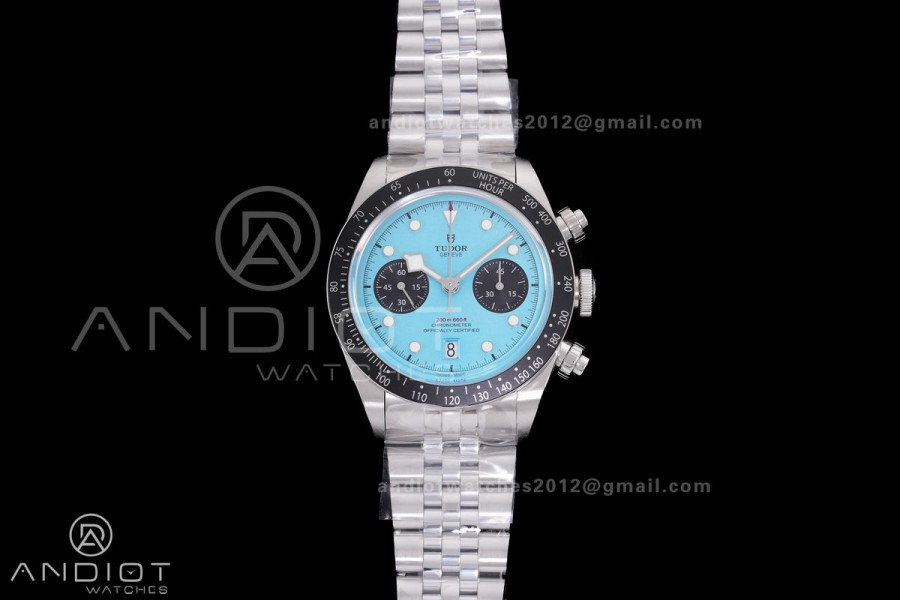 Black Bay Chrono SS ZF 1:1 Best Edition Tiffany Blue Dial on SS Bracelet A7750