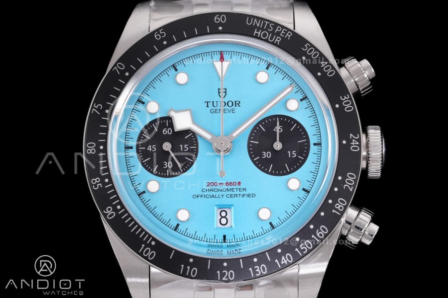 Black Bay Chrono SS ZF 1:1 Best Edition Tiffany Blue Dial on SS Bracelet A7750