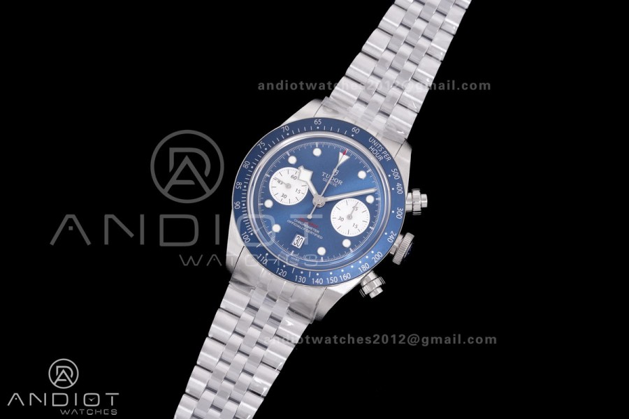 Black Bay Chrono SS ZF 1:1 Best Edition Blue/White Dial on SS Bracelet A7750