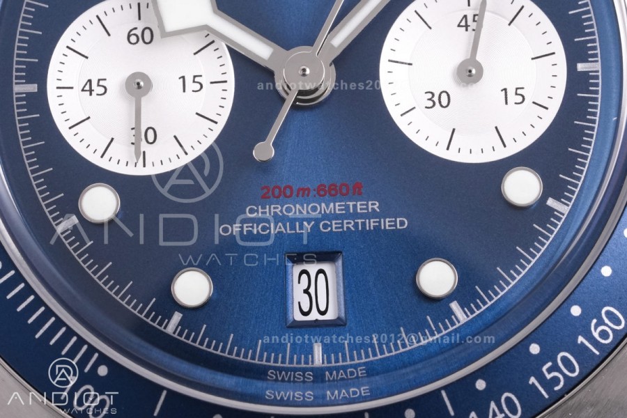 Black Bay Chrono SS ZF 1:1 Best Edition Blue/White Dial on SS Bracelet A7750
