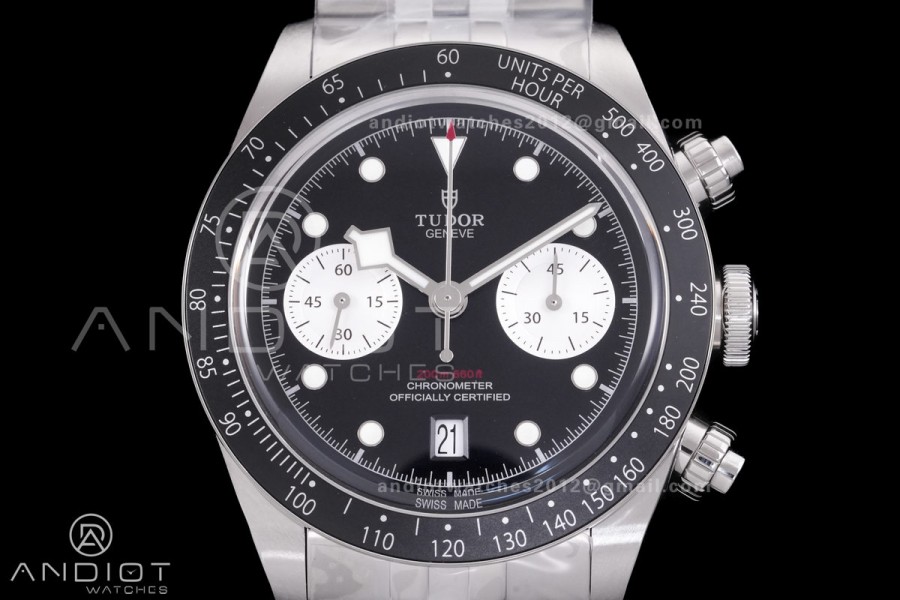 Black Bay Chrono SS ZF 1:1 Best Edition Black/White Dial on SS Bracelet A7750
