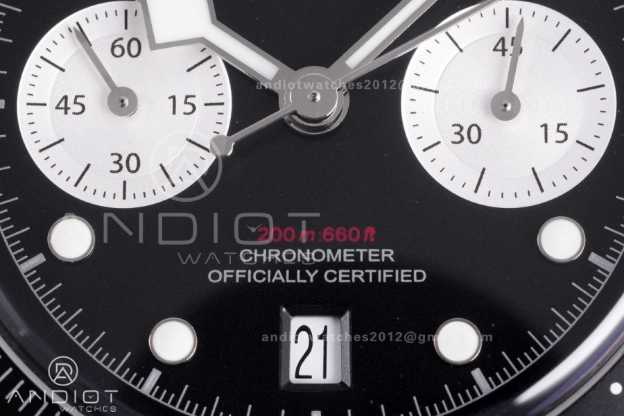 Black Bay Chrono SS ZF 1:1 Best Edition Black/White Dial on SS Bracelet A7750