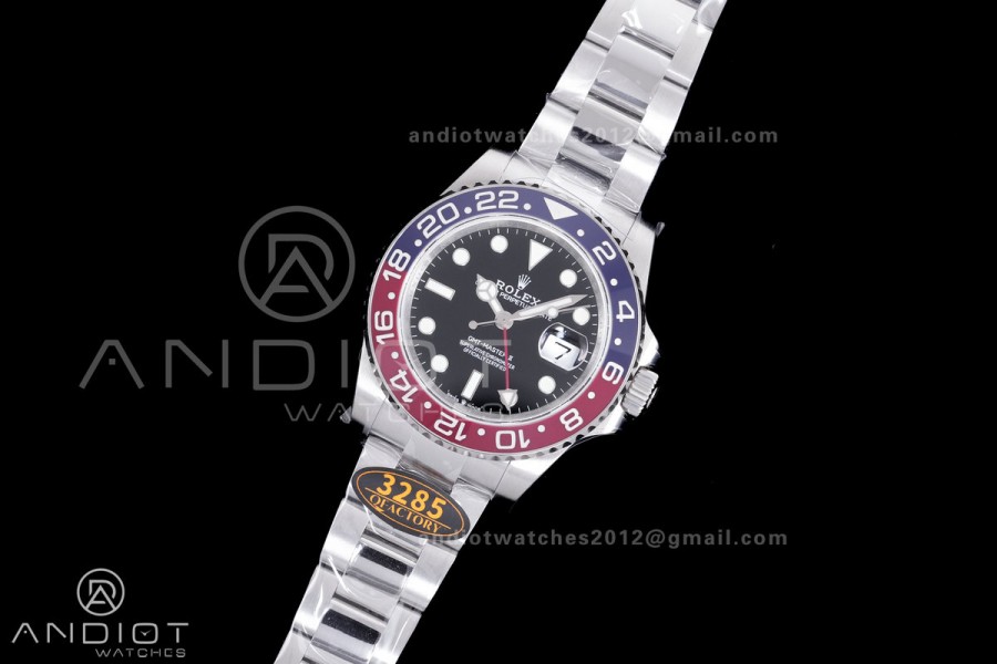 GMT-Master II 126710 BLRO Blue/Red V3 904L SS QF 1:1 Pepsi Best Edition Black Dial On Oyster Bracelet DD3285