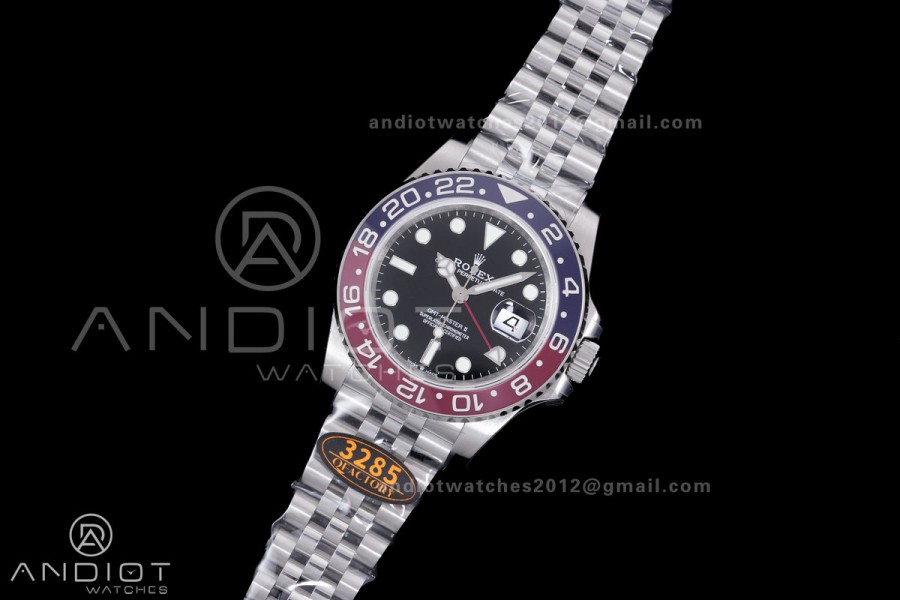 GMT-Master II 126710 BLRO Blue/Red V3 904L SS QF 1:1 Pepsi Best Edition Black Dial On Jubilee Bracelet DD3285