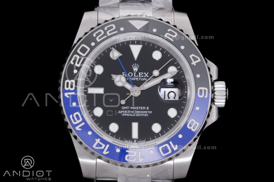 GMT-Master II 126710 BLNR Black/Blue V3 904L SS QF 1:1 Batman Best Edition Black Dial On Oyster Bracelet DD3285