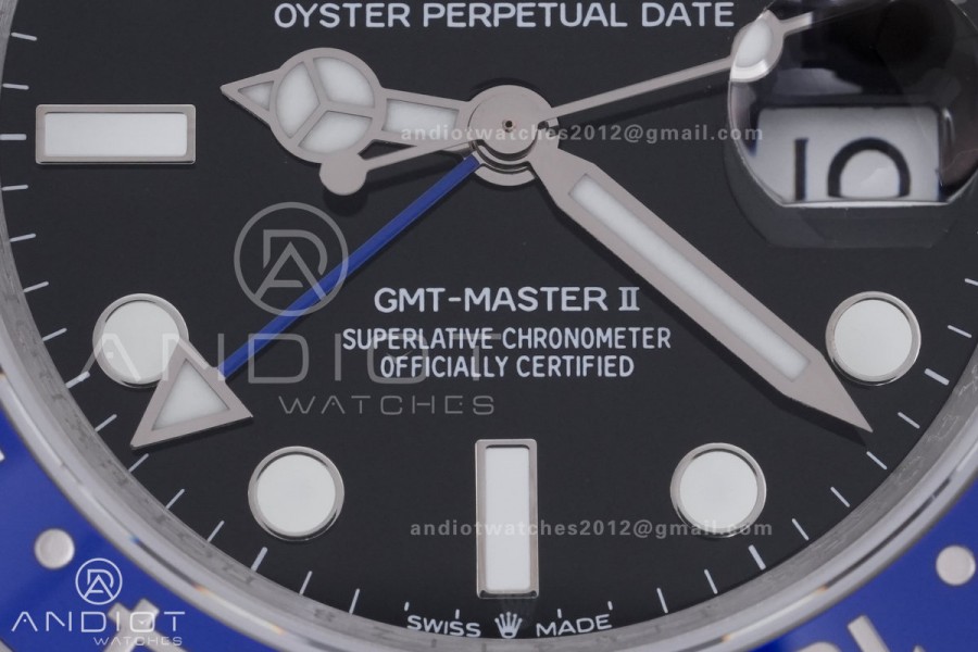 GMT-Master II 126710 BLNR Black/Blue V3 904L SS QF 1:1 Batman Best Edition Black Dial On Oyster Bracelet DD3285