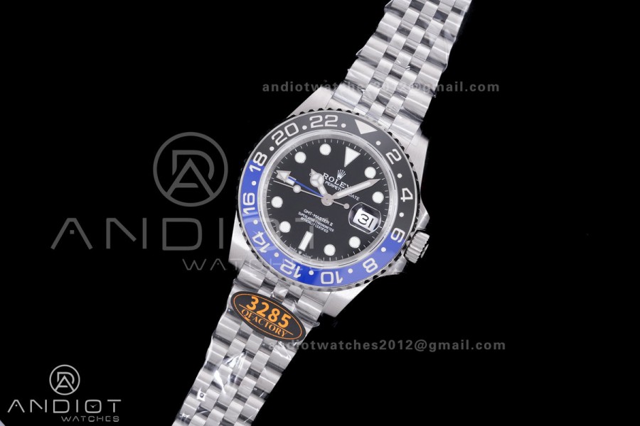 GMT-Master II 126710 BLNR Black/Blue V3 904L SS QF 1:1 Batgirl Best Edition Black Dial On Jubilee Bracelet DD3285