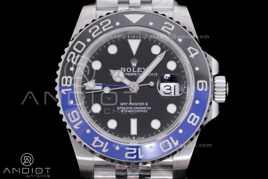 GMT-Master II 126710 BLNR Black/Blue V3 904L SS QF 1:1 Batgirl Best Edition Black Dial On Jubilee Bracelet DD3285