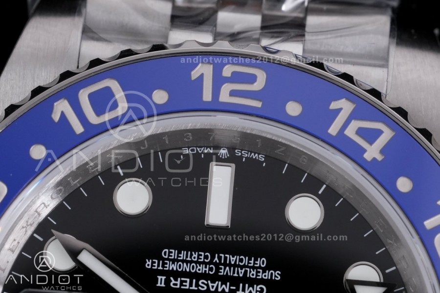 GMT-Master II 126710 BLNR Black/Blue V3 904L SS QF 1:1 Batgirl Best Edition Black Dial On Jubilee Bracelet DD3285
