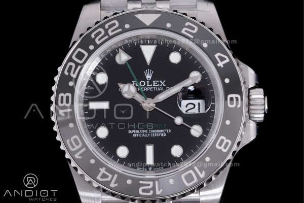 GMT-Master II 126710 GRNR Black/Gray V3 904L SS QF...