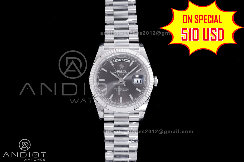 Day Date 228239 40mm 904L SS VSF 1:1 Best Edition Gray Dial Stick Marker On SS President Bracelet DD3255 Day Date 228239 40mm 904L SS VSF 1:1 Best Edition Gray Dial Stick Marker On SS President Bracelet DD3255