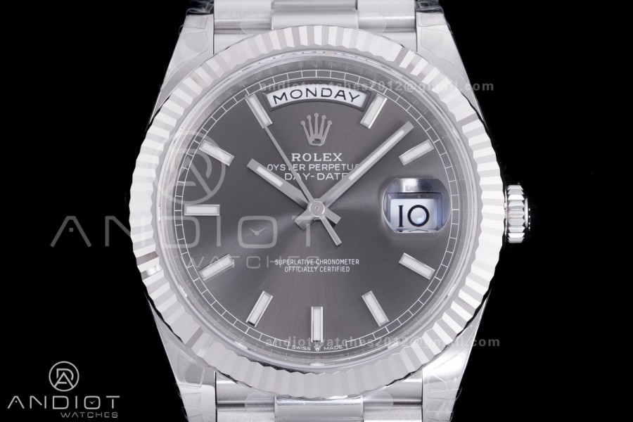 Day Date 228239 40mm 904L SS VSF 1:1 Best Edition Gray Dial Stick Marker On SS President Bracelet DD3255