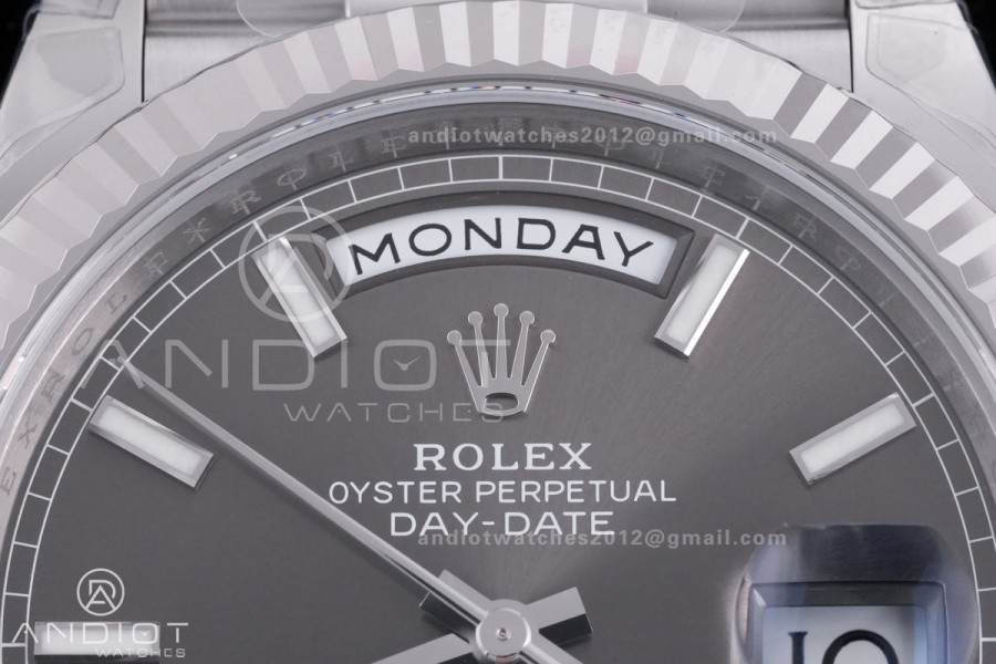 Day Date 228239 40mm 904L SS VSF 1:1 Best Edition Gray Dial Stick Marker On SS President Bracelet DD3255