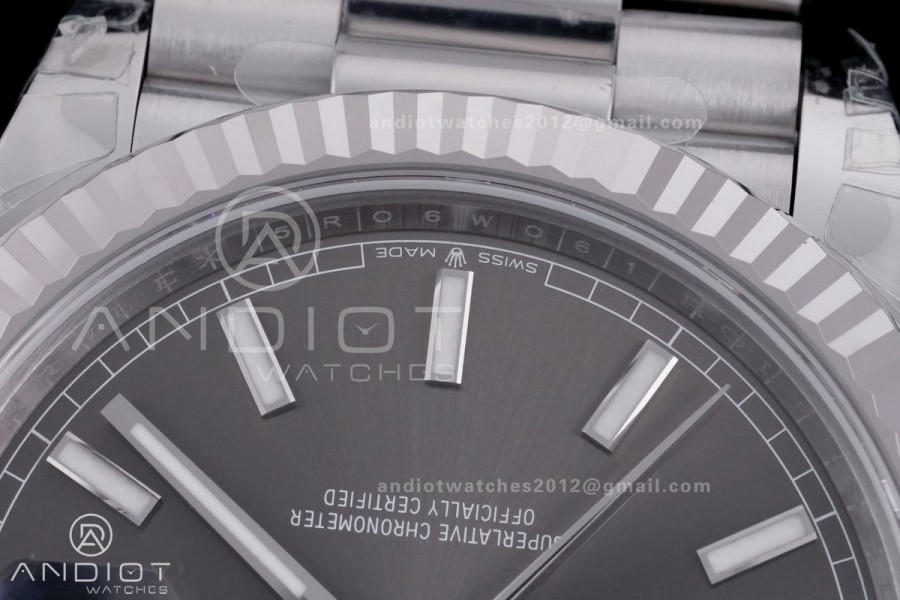 Day Date 228239 40mm 904L SS VSF 1:1 Best Edition Gray Dial Stick Marker On SS President Bracelet DD3255