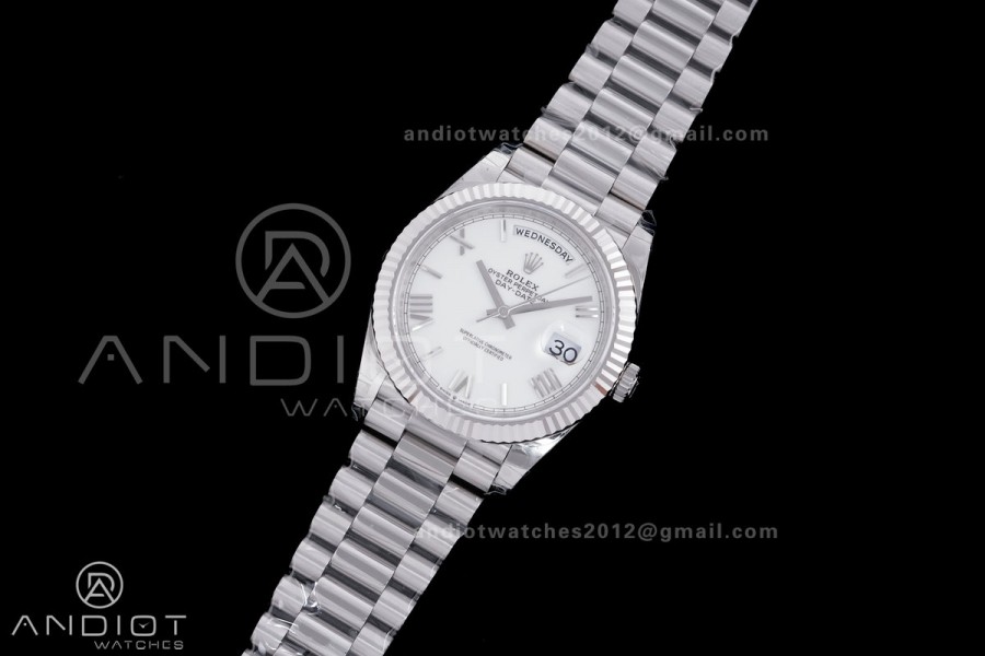 Day Date 228239 40mm 904L SS VSF 1:1 Best Edition White Dial Roman Markers On SS President Bracelet DD3255
