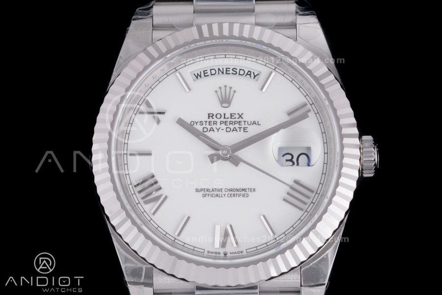 Day Date 228239 40mm 904L SS VSF 1:1 Best Edition White Dial Roman Markers On SS President Bracelet DD3255