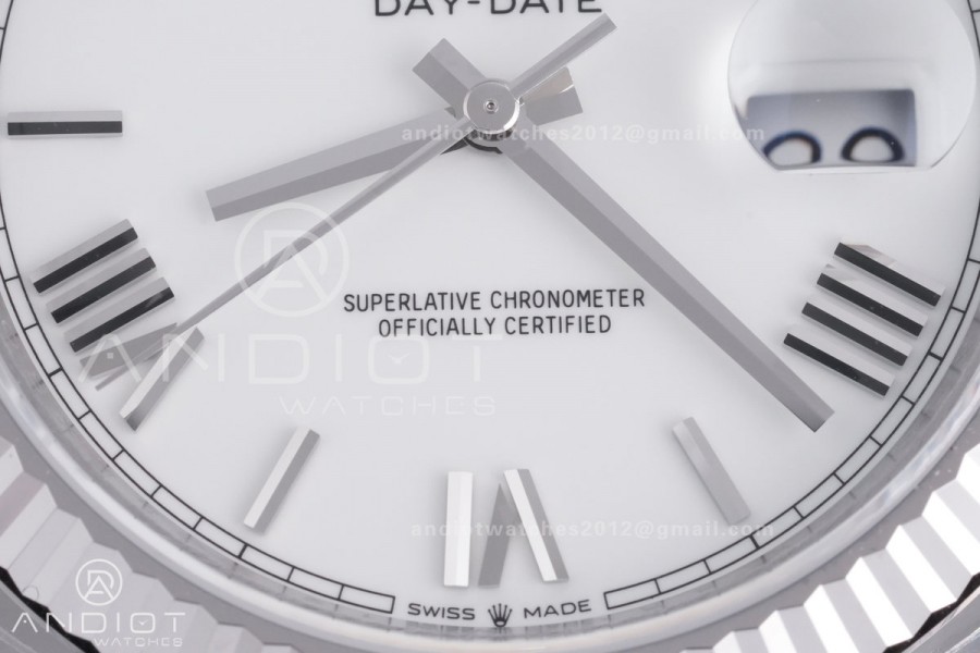 Day Date 228239 40mm 904L SS VSF 1:1 Best Edition White Dial Roman Markers On SS President Bracelet DD3255