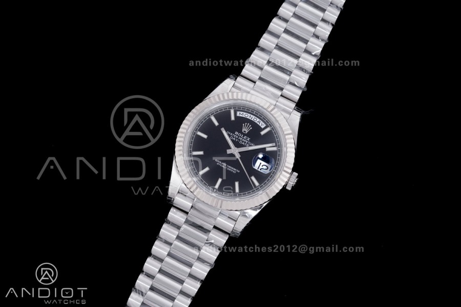 Day Date 228239 40mm 904L SS VSF 1:1 Best Edition Black Dial Stick Marker On SS President Bracelet DD3255