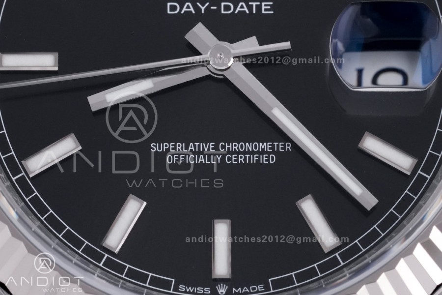 Day Date 228239 40mm 904L SS VSF 1:1 Best Edition Black Dial Stick Marker On SS President Bracelet DD3255