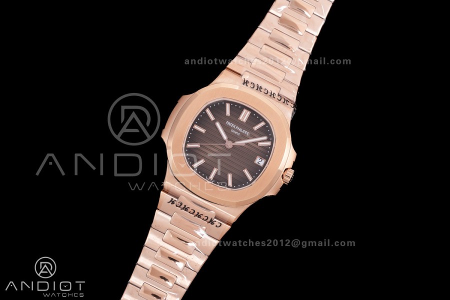  Nautilus 5711/1R RG BBF 1:1 Best Edition Brown Textured Dial on RG Bracelet  DD324 Super Clone