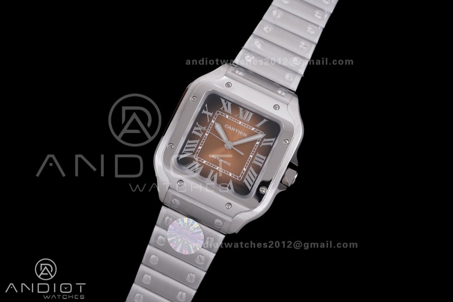 Santos de Cartier 35mm SS BVF 1:1 Best Edition Brown Dial on SS SmartLinks Bracelet MIYOTA 9039
