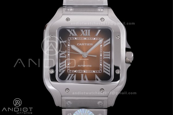 Santos de Cartier 35mm SS BVF 1:1 Best Edition Brown Dial on SS SmartLinks Bracelet MIYOTA 9039