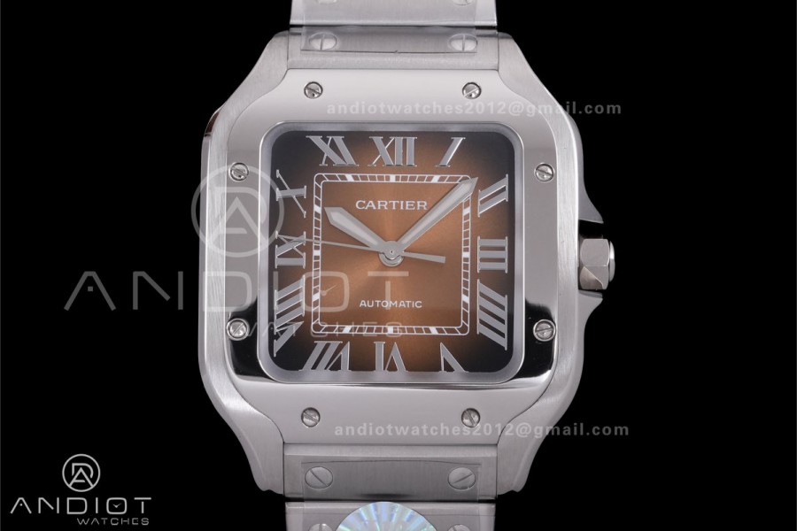 Santos de Cartier 35mm SS BVF 1:1 Best Edition Brown Dial on SS SmartLinks Bracelet MIYOTA 9039