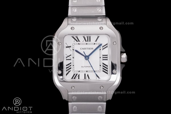 Santos de Cartier 35mm SS BVF 1:1 Best Edition White Dial on SS SmartLinks Bracelet MIYOTA 9039