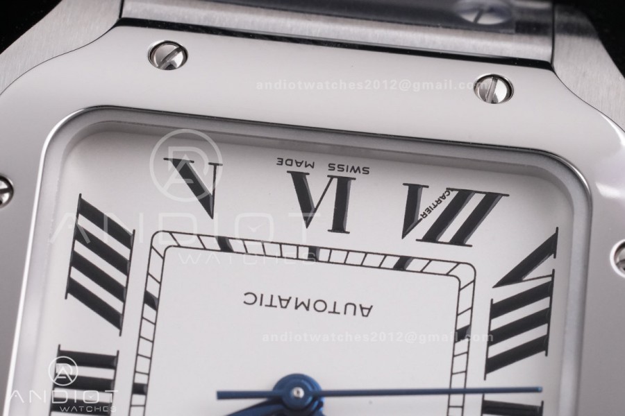 Santos de Cartier 35mm SS BVF 1:1 Best Edition White Dial on SS SmartLinks Bracelet MIYOTA 9039