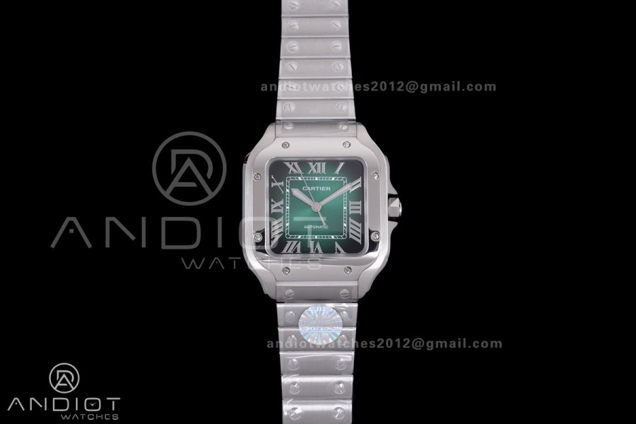 Santos de Cartier 35mm SS BVF 1:1 Best Edition Green Dial on SS SmartLinks Bracelet MIYOTA 9039