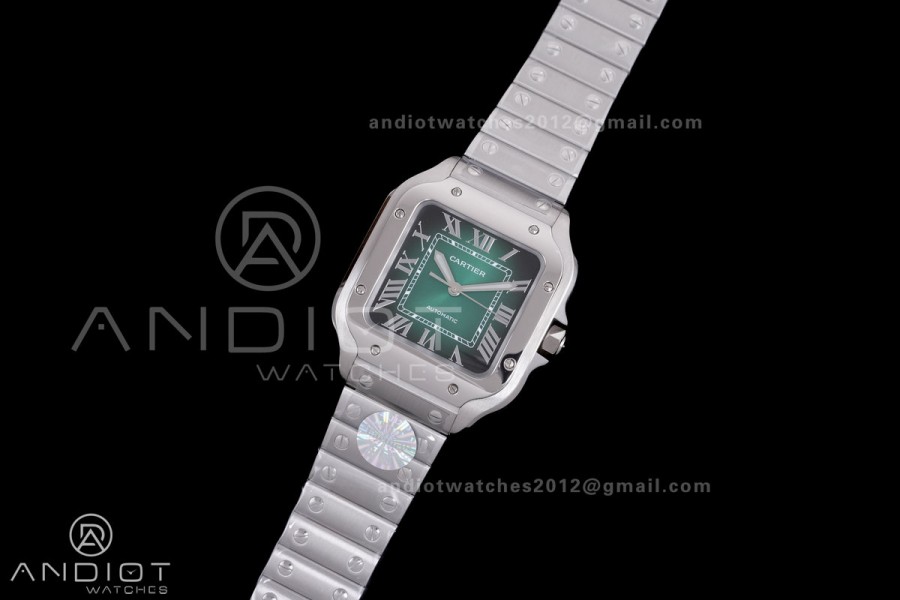 Santos de Cartier 35mm SS BVF 1:1 Best Edition Green Dial on SS SmartLinks Bracelet MIYOTA 9039