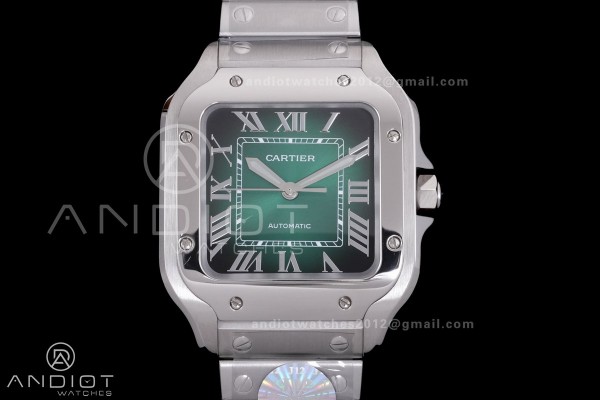 Santos de Cartier 35mm SS BVF 1:1 Best Edition Green Dial on SS SmartLinks Bracelet MIYOTA 9039